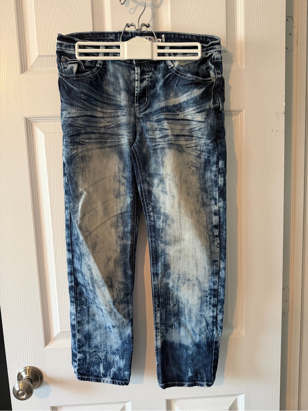 L.A.M.B acid washed crop denim jeans